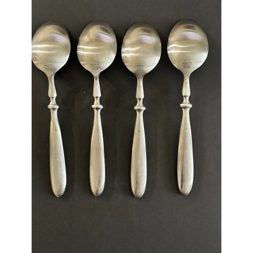 Hampton Silversmith Bistro Satin Dinner Soup Spoons‎ 7 7/8